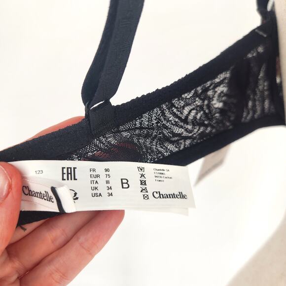 Chantelle Women Black/Gold Laced Mesh Montaigne Demi Underwire Bra Size 34B - Picture 4 of 6